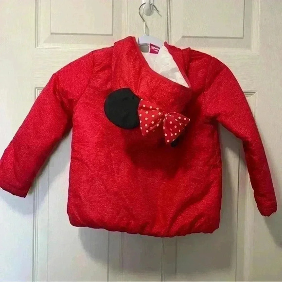 Disney Minnie Mouse Girls Zip Up Puffer Jacket Sz 6 - Picture 7 of 9